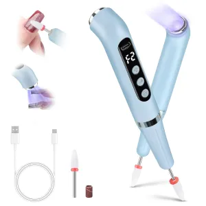2 in 1 Nail Drill Cordless with UV Nail Lamp Professional Electric Nail Drill Set, 5 Speed Electric Nail File, Portable Electric Nail Art Kit for Women Pets Nail Grinder