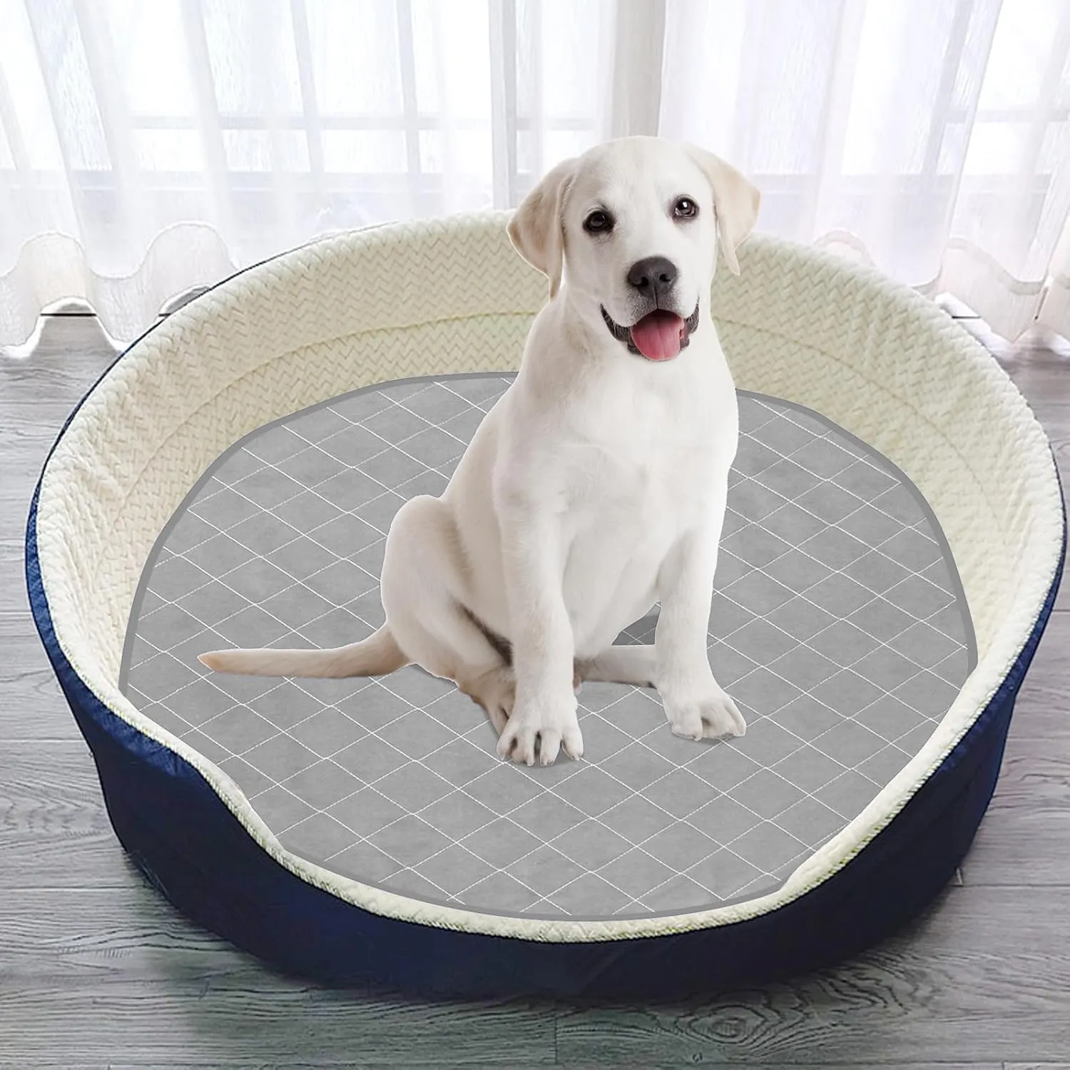 2 Pack Washable Pee Pads for Dogs 36", Washable Round Whelping Pads, Puppy Training Pads with Non-Slip Back for Playpen/Crate, Dog Housebreaking Absorption Pad, Grey