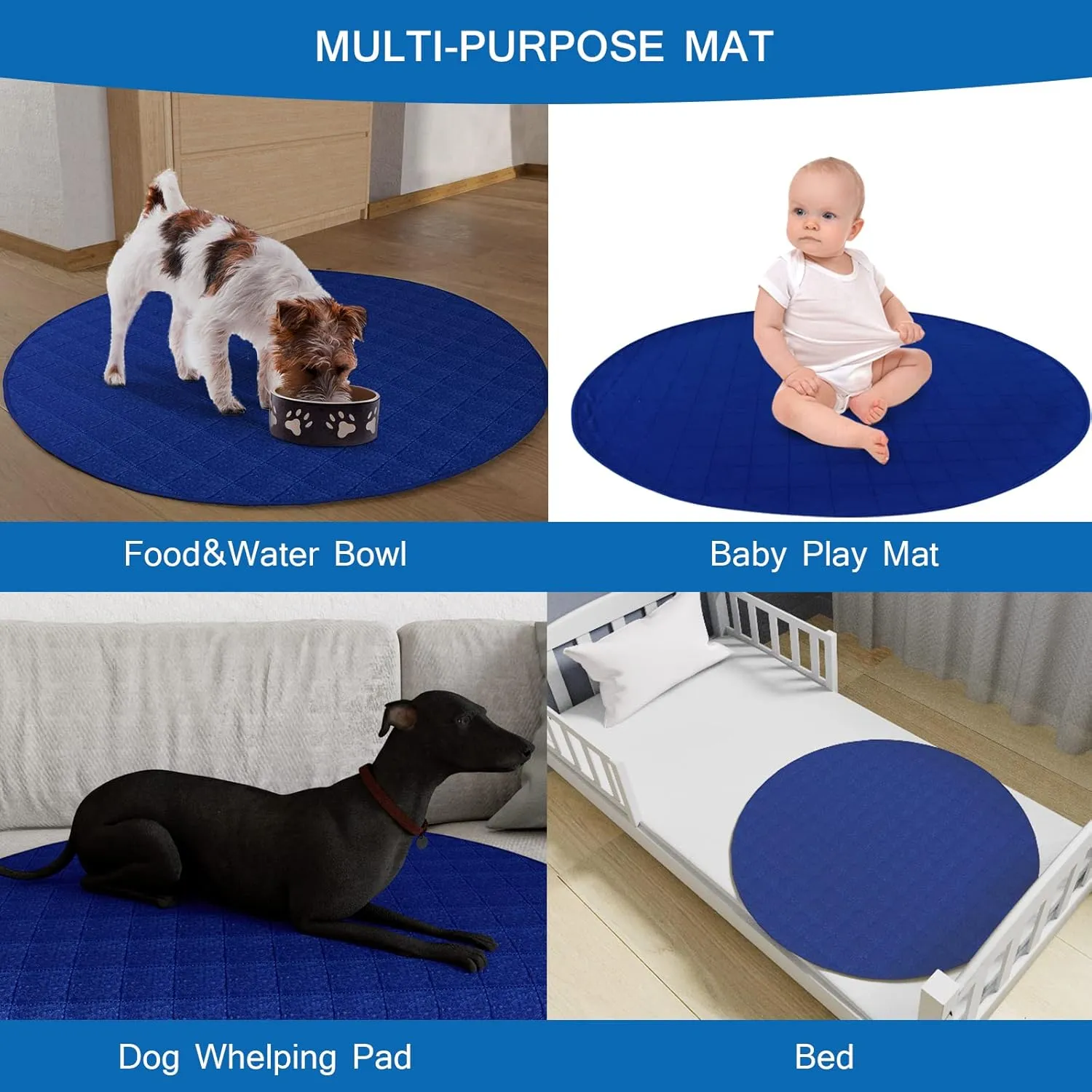 2 Pack Washable Pee Pads for Dogs, Reusable 36" Round Whelping Pads, Whelping Box for Dogs, Puppy Training Pads with Non-Slip Back for Playpen/Crate, Dog Housebreaking Absorption Pad