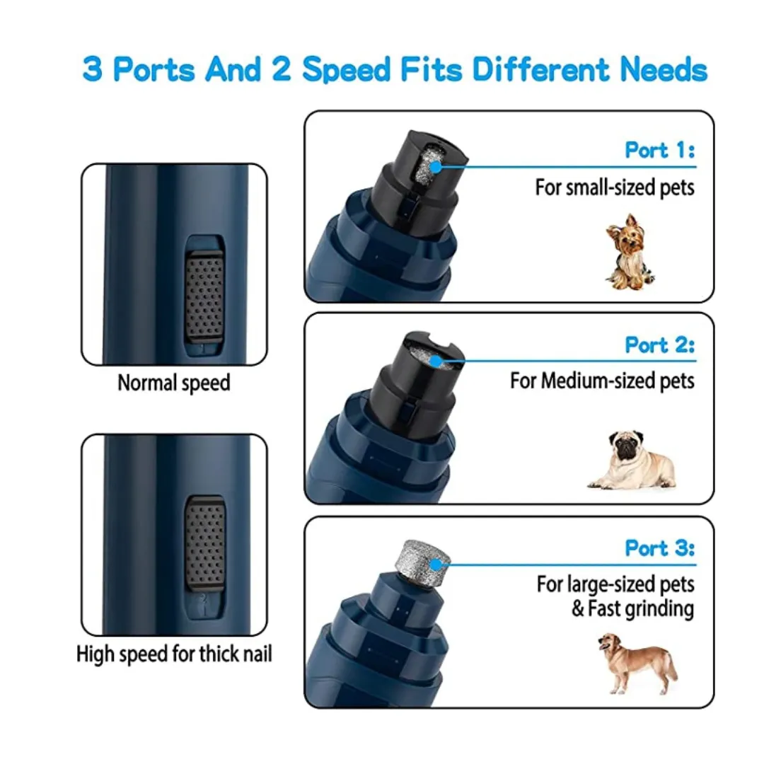 2-Speed Electric Rechargeable Pet Nail Trimmer Painless
