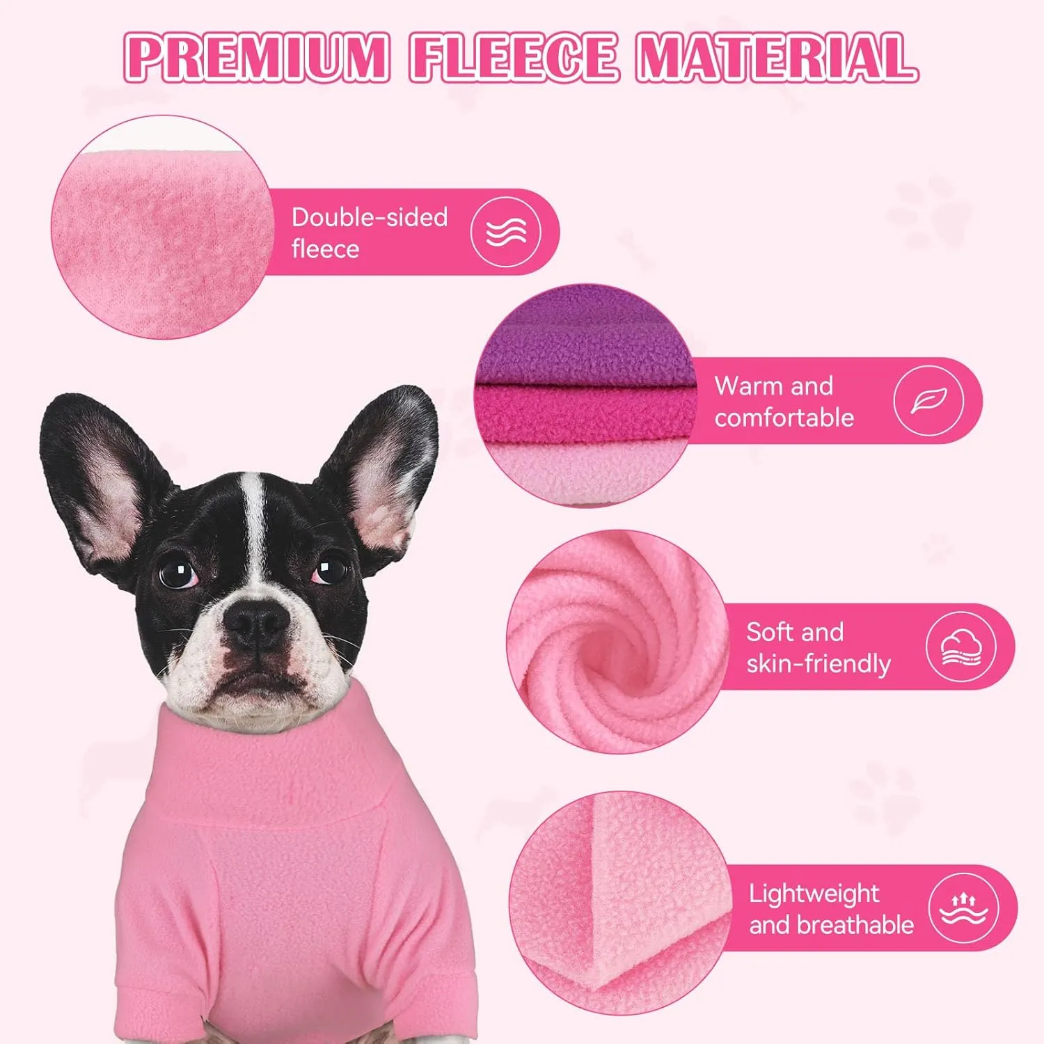 3 Pack Pet Sweaters for Small Dogs, Fleece Turtleneck Soft Warm Dog Sweatshirt Puppy Sweater Boy Girl (Pink Hotpink Purple,S)