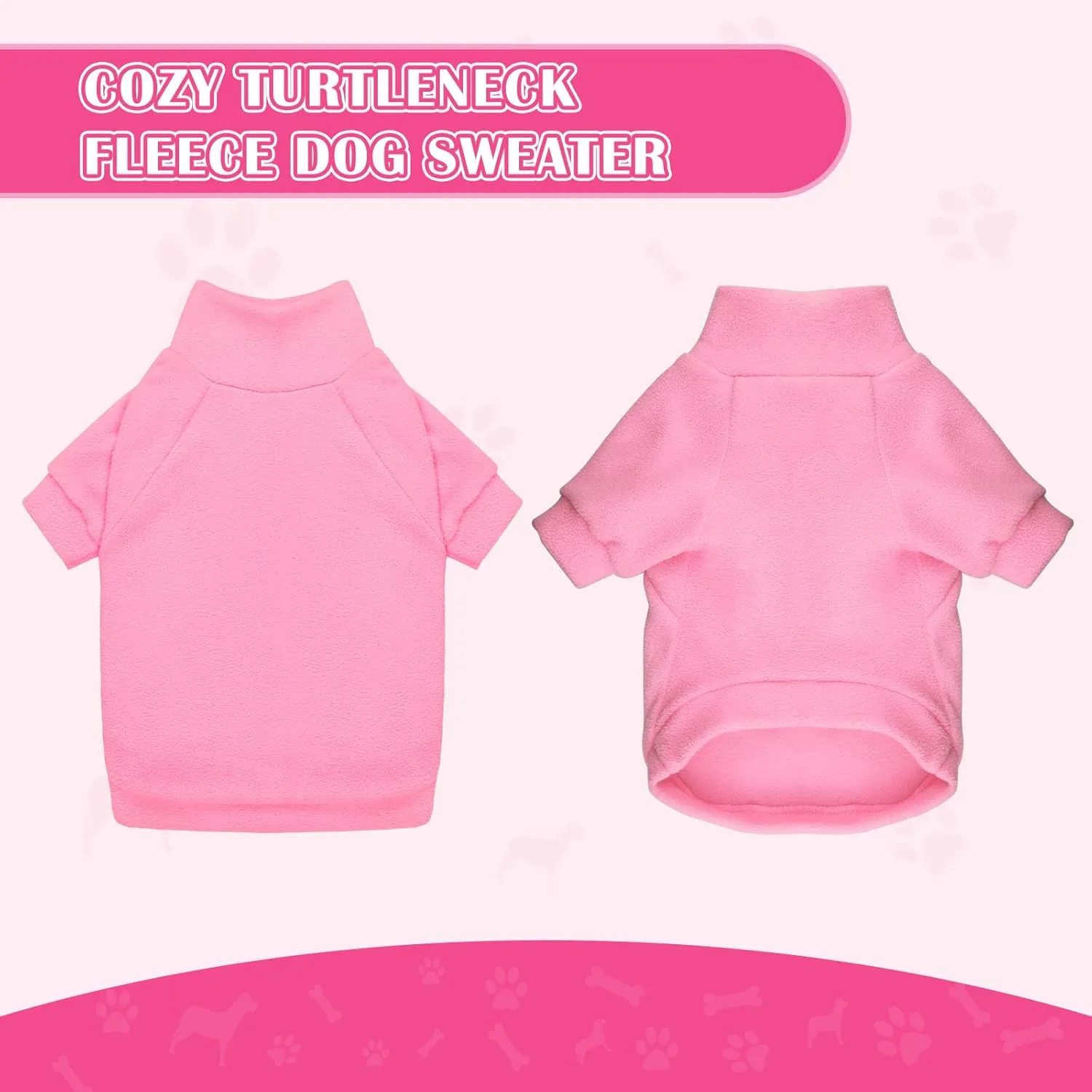 3 Pack Pet Sweaters for Small Dogs, Fleece Turtleneck Soft Warm Dog Sweatshirt Puppy Sweater Boy Girl (Pink Hotpink Purple,S)