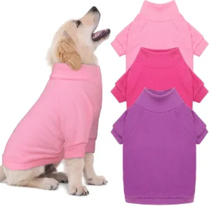 3 Pack Pet Sweaters for Small Dogs, Fleece Turtleneck Soft Warm Dog Sweatshirt Puppy Sweater Boy Girl (Pink Hotpink Purple,S)