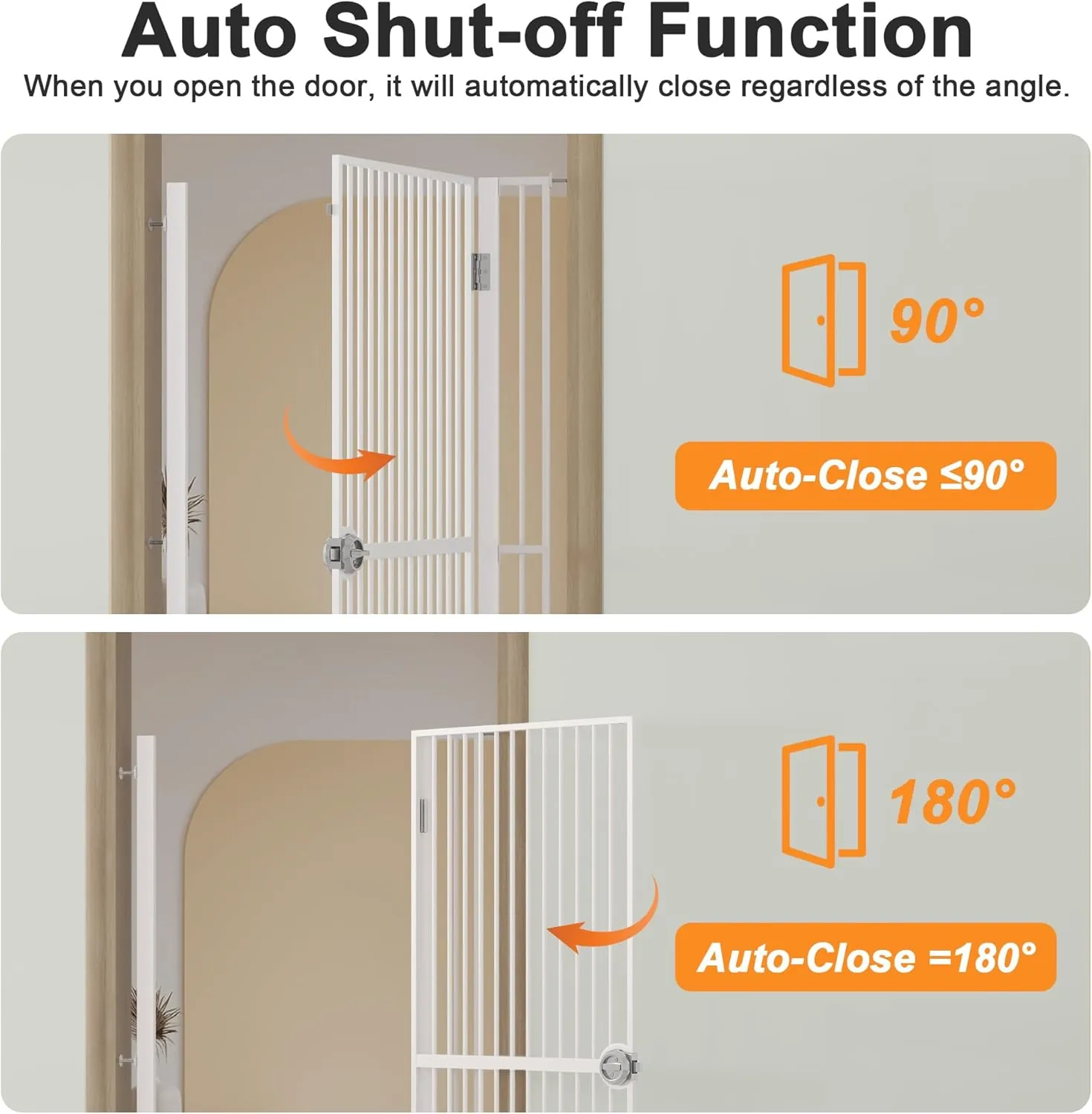 61" Extra Tall Cat Gate for Doorway, Adjustable Wide 30.2"-32.6" Dog Door with Cat Door, Suitable for Doorways or Kitchen, No Drilling Pressure Mount Kit, White