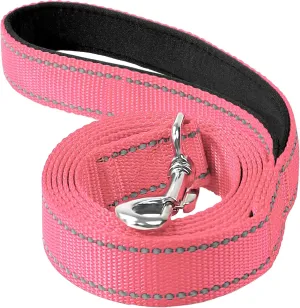 6FT Reflective Nylon Dog Leash with Soft Padded Handle for Walking, Running and Training, Supports Small Medium and Large Dogs (Neon Pink, 3/4Inch Wide)