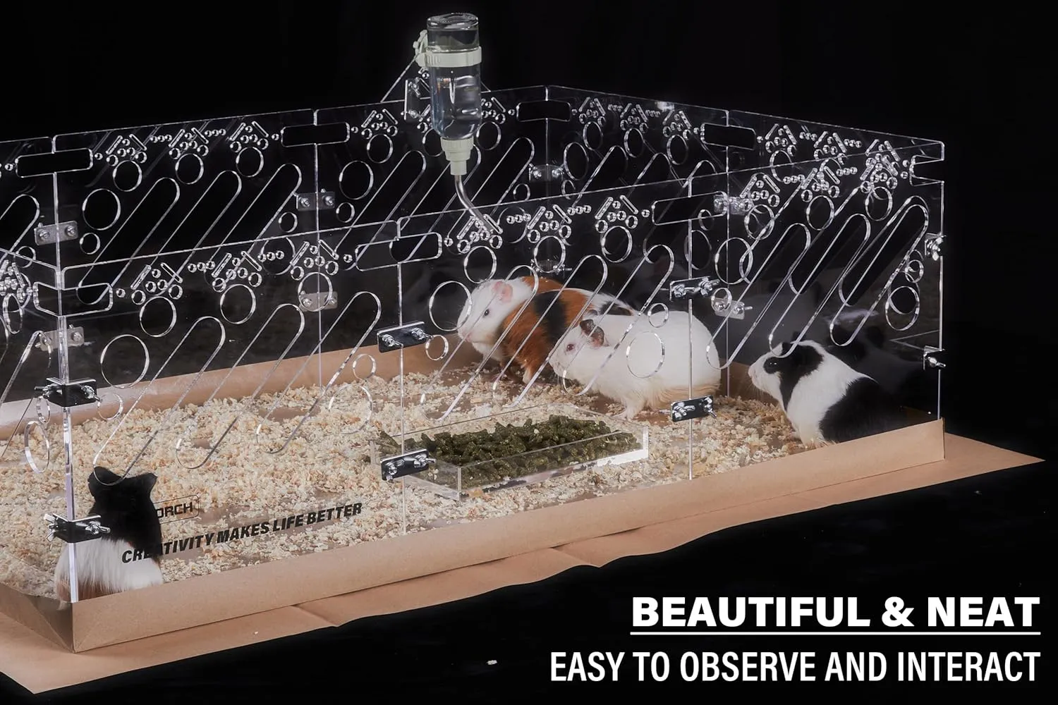 Acrylic Guinea Pig Cages - 3x2ft Small Animal Cage | DIY Extendable | Easy-to-Clean Disposable Bottom (Without Lid)