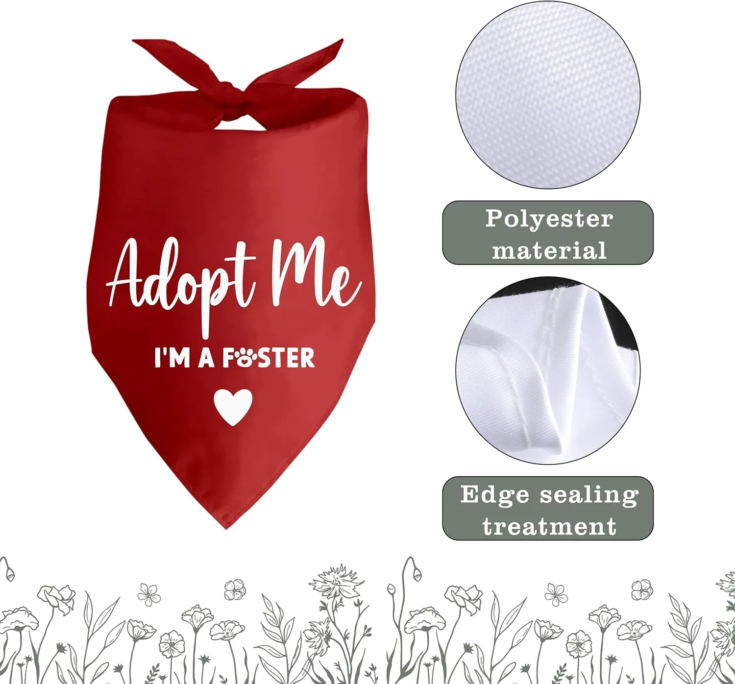 Adopt Me I'm a Foster Dog Bandana Adopted Me Bandanas for Dogs Adopt Me Foster Lcoanriut Dog Bandana - Red & Puppy Sizes