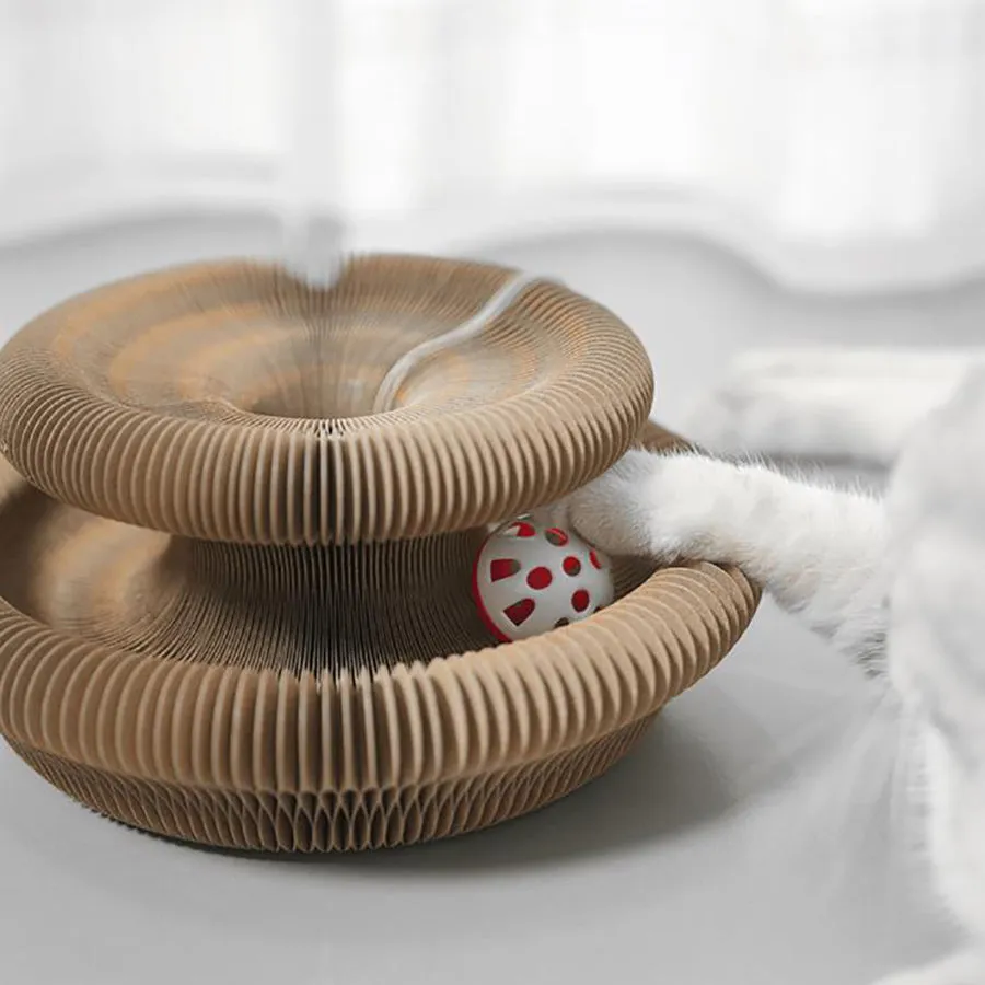 Animal Print Deformable Cat Scratcher with Bell - APS23