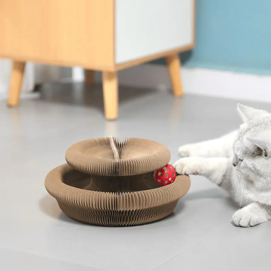 Animal Print Deformable Cat Scratcher with Bell - APS23