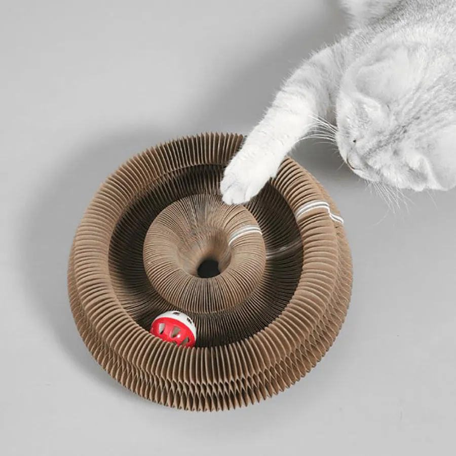 Animal Print Deformable Cat Scratcher with Bell - APS23