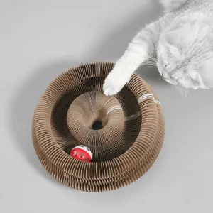 Animal Print Deformable Cat Scratcher with Bell - APS23