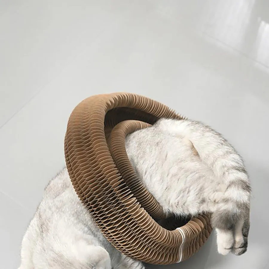 Animal Print Deformable Cat Scratcher with Bell - APS23