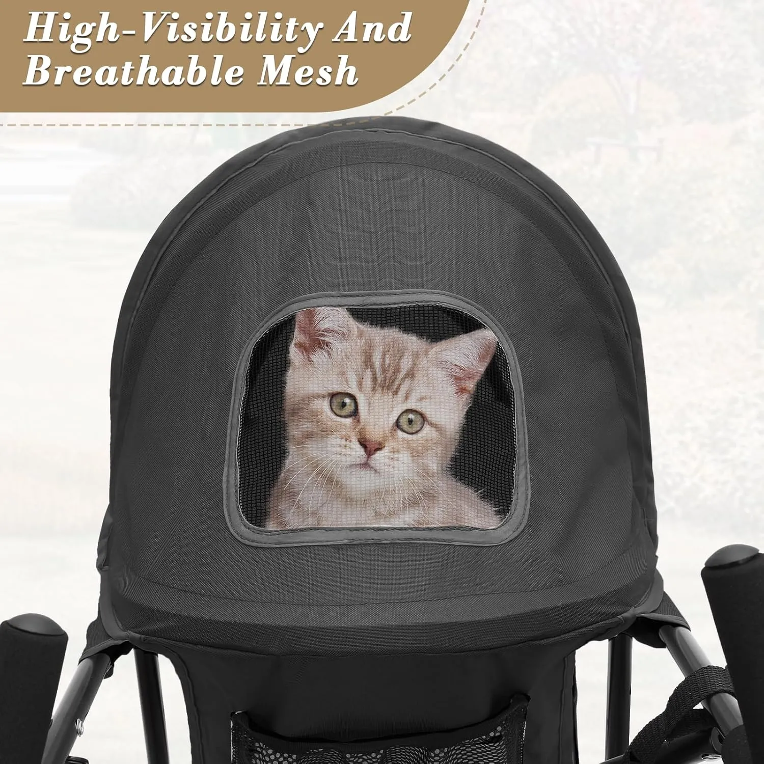 Athena Collection 4 Wheels Pet Stroller, Dog Stroller for Medium Dogs 22 Lbs Puppy Stroller Cat Pet Cart Pet Gear with Back Pocket, Sun Shade, Black
