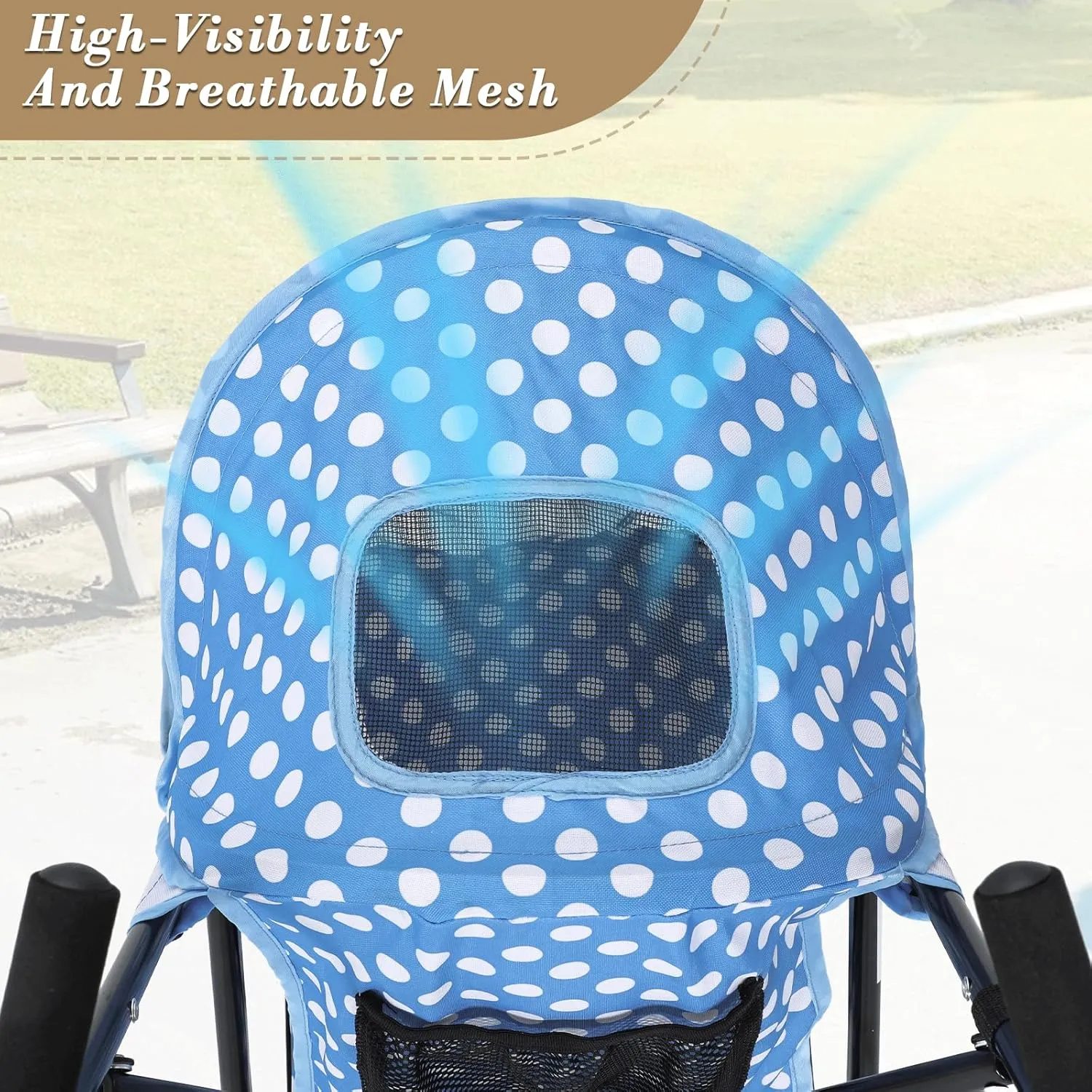 Athena Collection 4 Wheels Pet Stroller,Dog Stroller for Medium Dogs 22 Lbs Puppy Cat Stroller Pet Cart Pet Gear with Back Pocket, Sun Shade, Blue with Polka-dot
