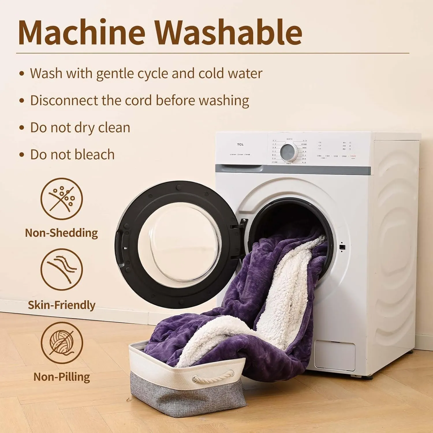 Bearhug Electric Blanket Full Size 77" x 84" Silky Velvet & Warm Sherpa Heated Blanket, 10 Heat Settings & 0.5-12 Hours Adjustable Timer, Fast Heating, Machine Washable