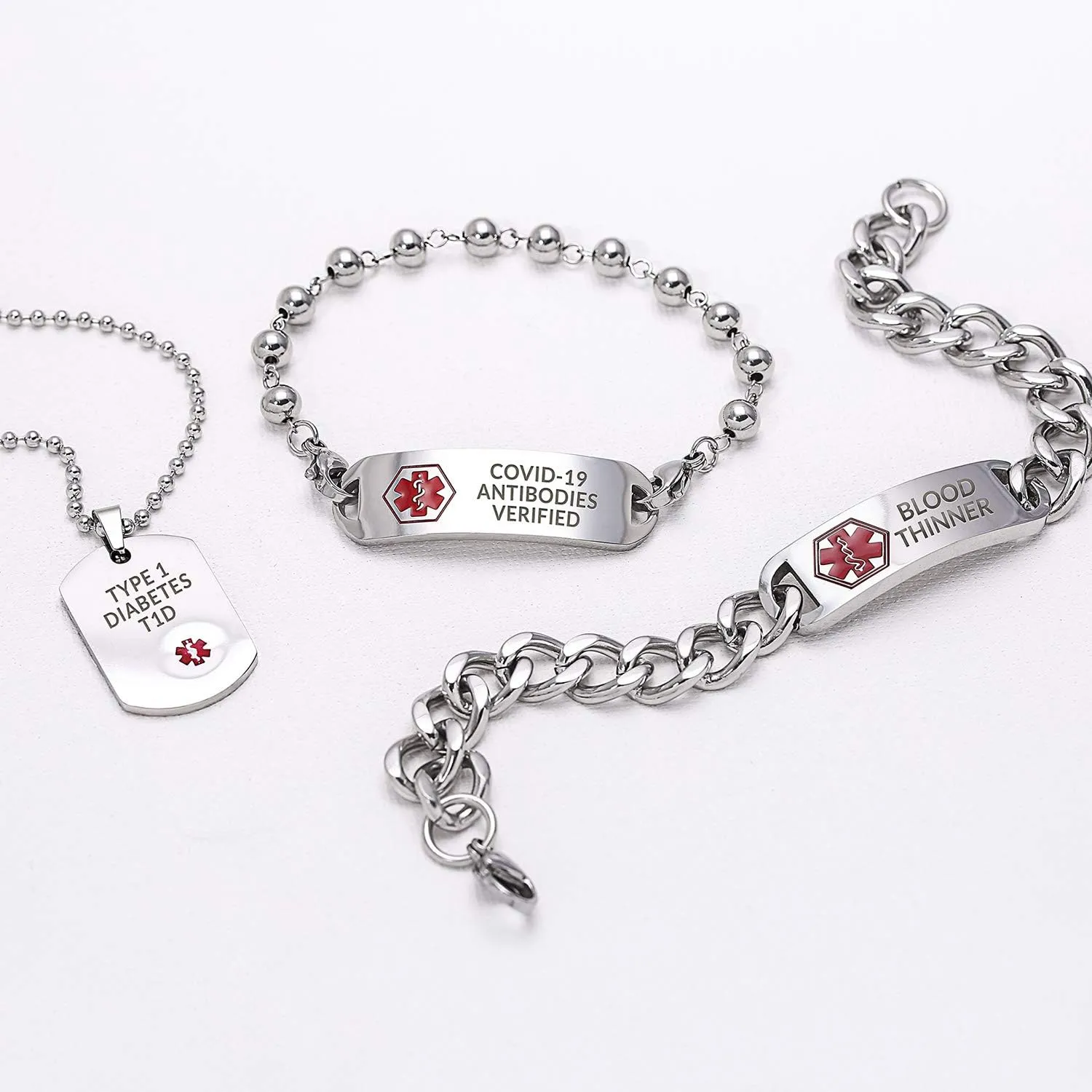 Bling Jewelry Unisex Personalize Customizable Medical Identification Medical ID Dog Tag Steel Pendant Necklace For Men Women 20 Inch Chain SM MED LG