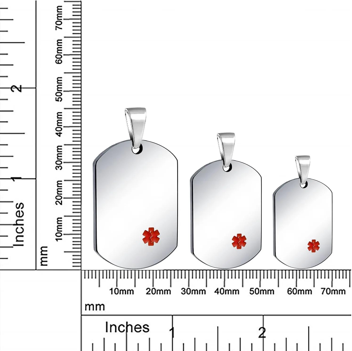 Bling Jewelry Unisex Personalize Customizable Medical Identification Medical ID Dog Tag Steel Pendant Necklace For Men Women 20 Inch Chain SM MED LG