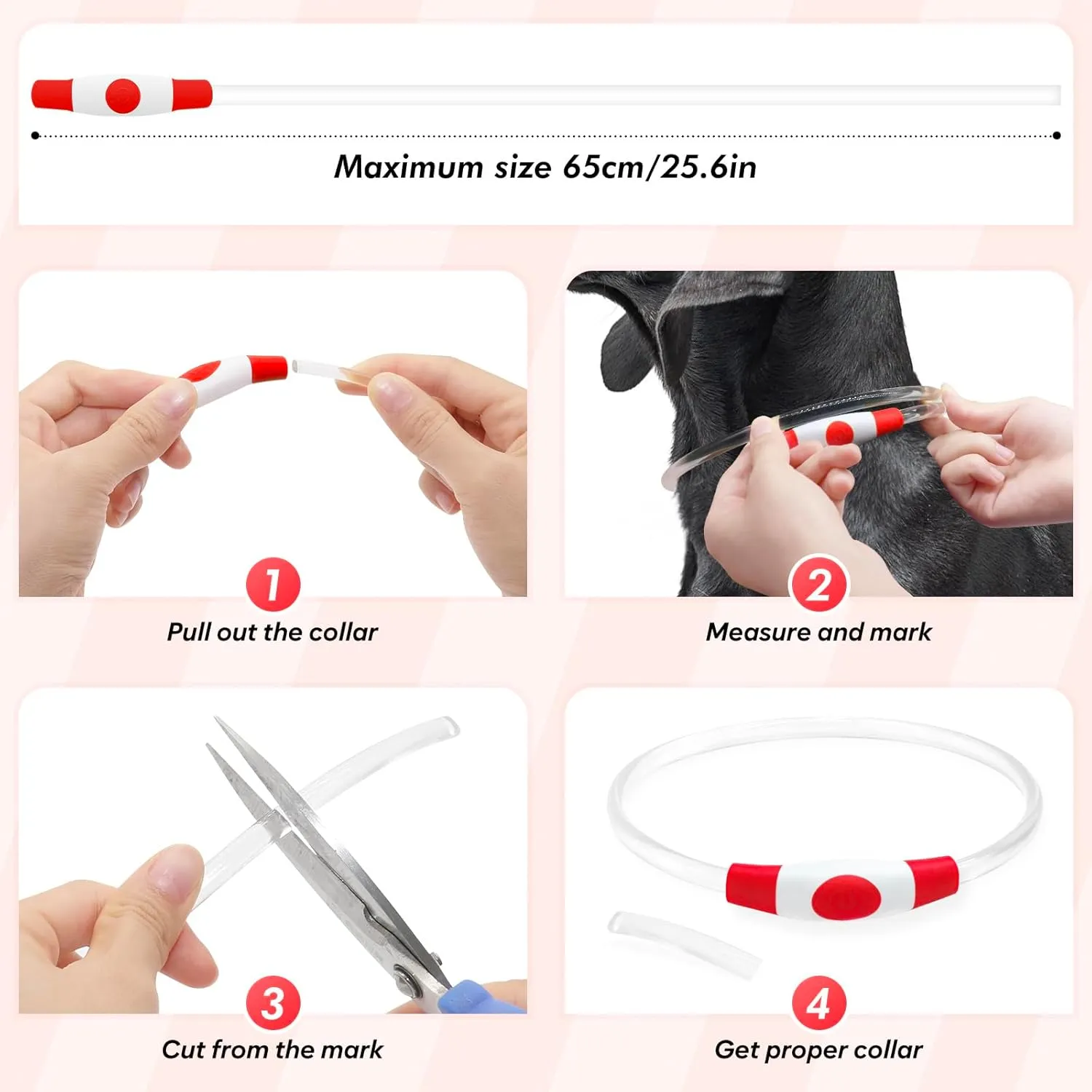 BSEEN Light Up Dog Collar - Rechargeable LED Dog Collar - 360 Glow in The Dark Pet Collar for Small Medium Large Dogs, TPU Cuttable Puppy Collar Safety Dog Lights for Night Walking (Red 70cm)