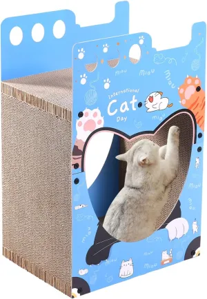 Cat House,Cat Scratch Pad, Cat Scratcher Cardboard,Reversible,Durable Recyclable Cardboard, Premium Scratch, Suitable for Cats to Rest, Grind Claws and Play