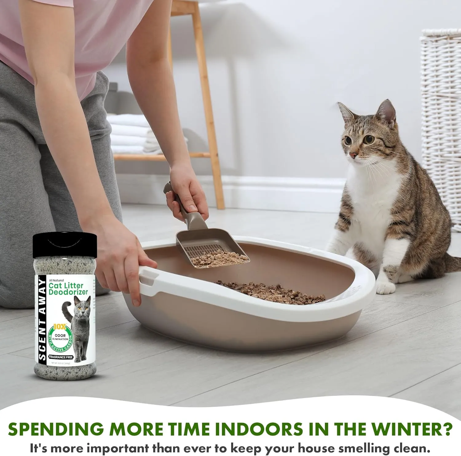 Cat Litter Deodorizer | Litter Box Odor Eliminator | Fragrance-Free with Active Carbon | Eliminates Cat Odors and Smells to Keep Your Home Fresh and Clean (Pack of 3)