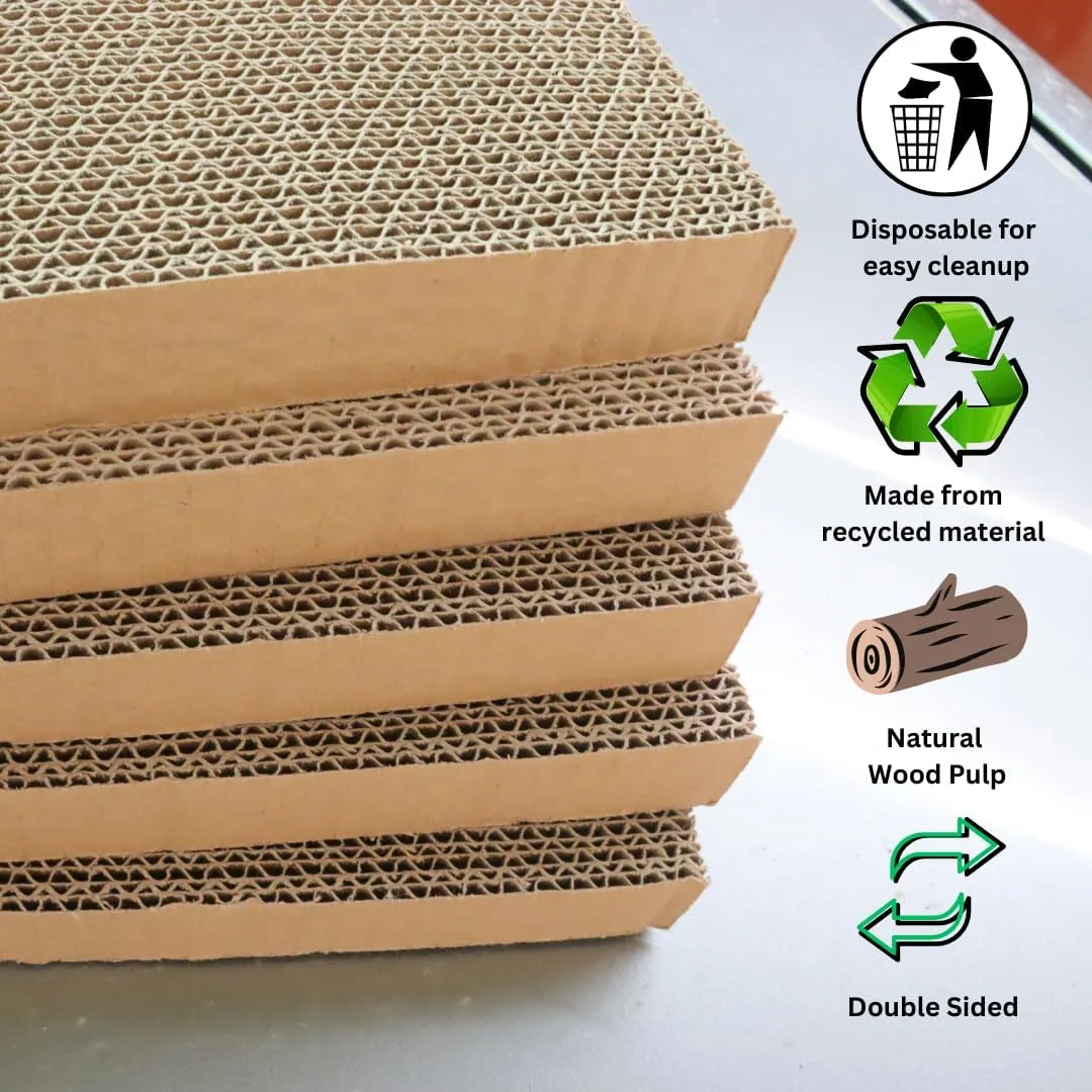 Cat Scratch Pad 5 in 1, Cardboard Cat Scratcher, Scratching Pads for Indoor Cats, Cat Scratching Post Reversible Cat Scratching Board (5 Pack)