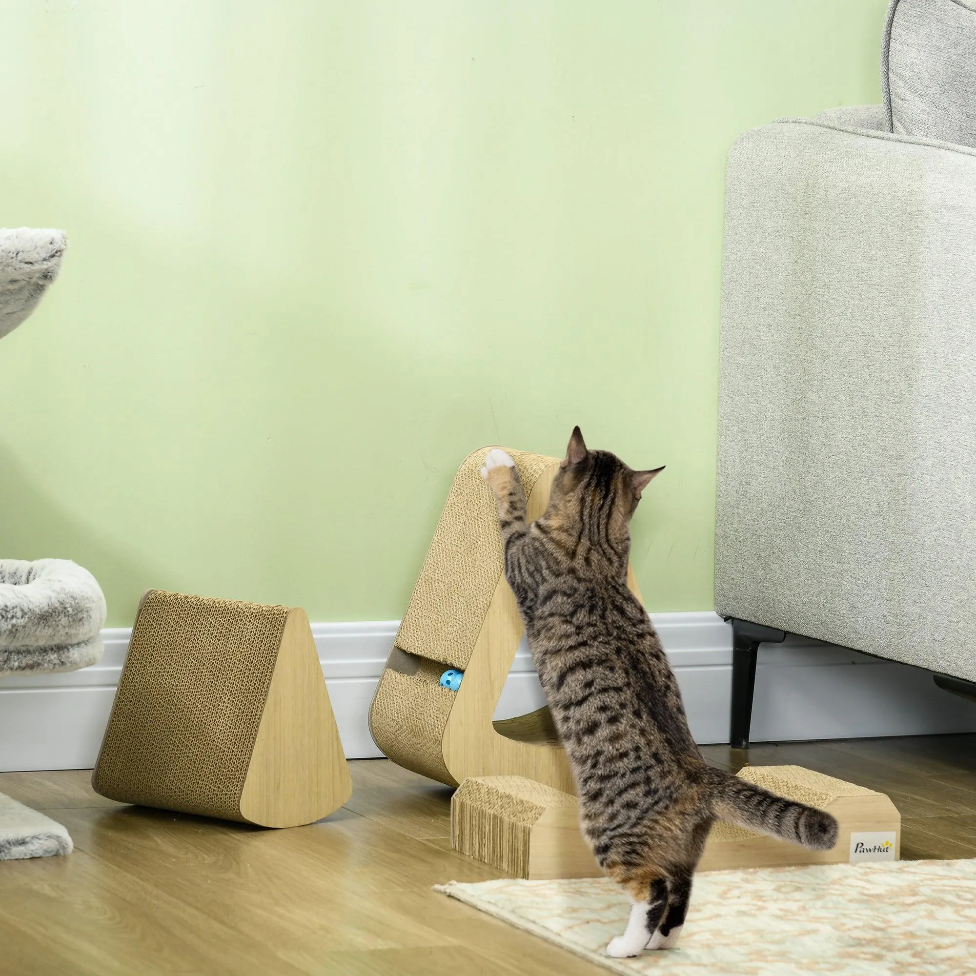 Cat Scratcher with Catnip, Toy Ball, 39Hcm - Sand Brown