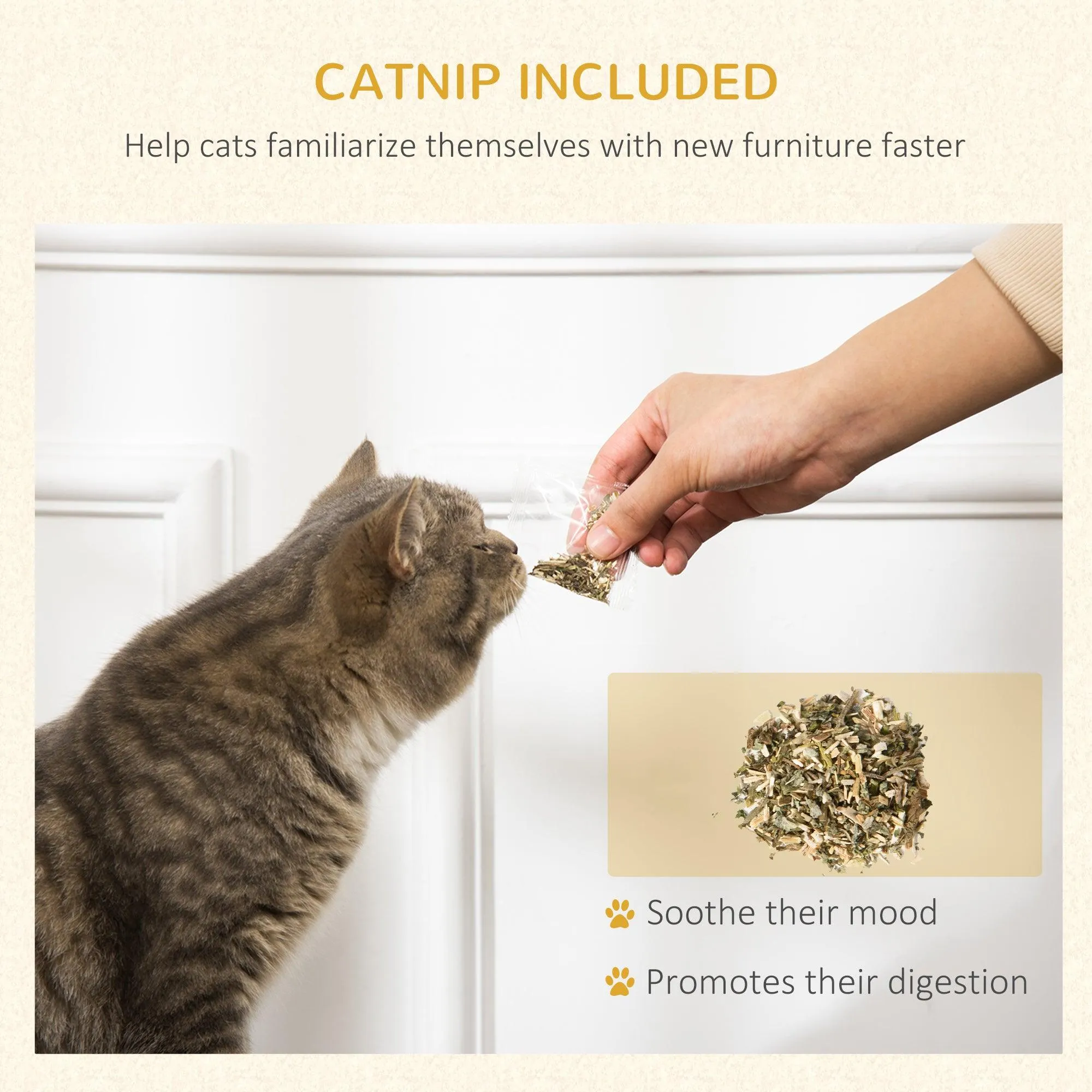 Cat Scratcher with Catnip, Toy Ball, 39Hcm - Sand Brown