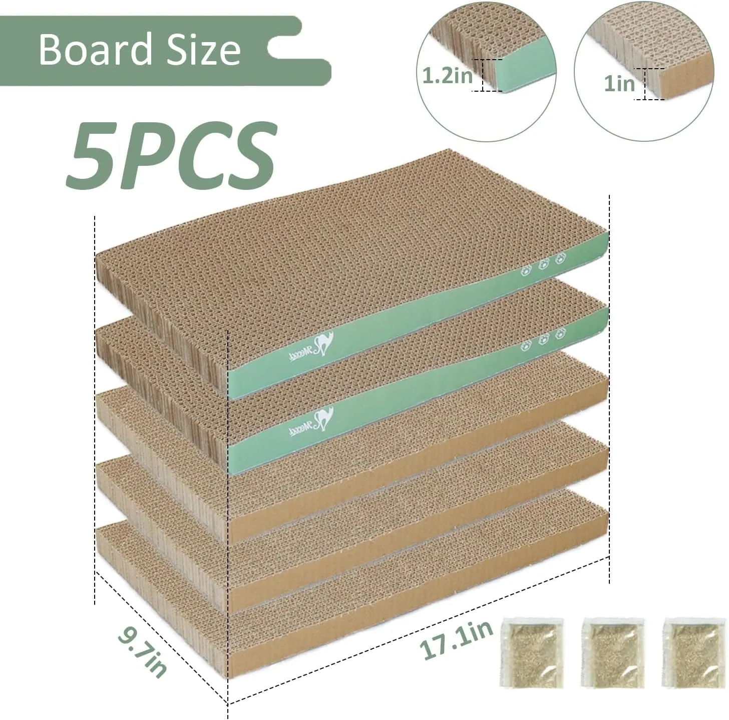Cat Scratching Board5PC Cat Scratch Pad with BoxReversible Corrugated Cat Scratcher Cardboard and Lounge Bed for Indoor Cats, Catnip