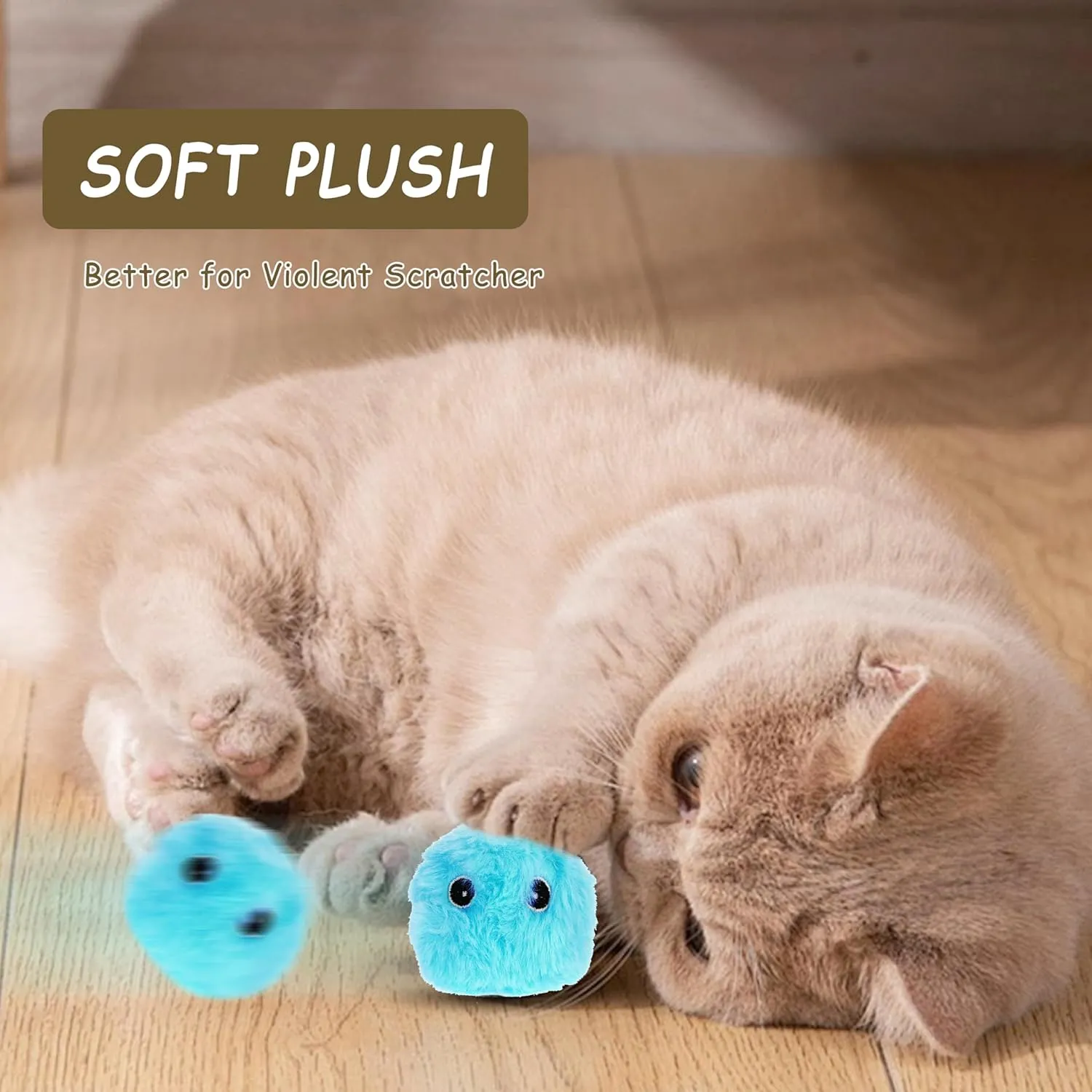 Cat Toy Balls with Sound, Chirping Cat Toys with Catnip, 3 Pcs Fluffy Plush Toy Balls, Interactive Kitten Toys for Indoor Cats (Bird Frog Crickets, Plush)