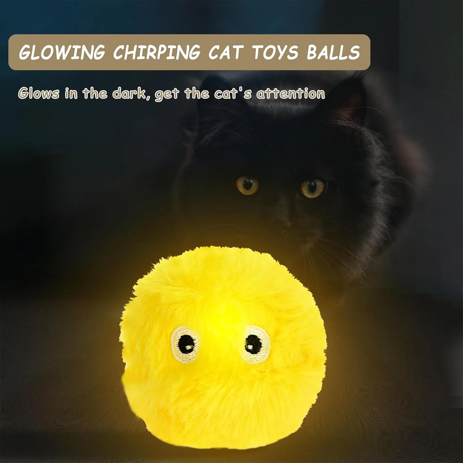 Cat Toy Balls with Sound, Chirping Cat Toys with Catnip, 3 Pcs Fluffy Plush Toy Balls, Interactive Kitten Toys for Indoor Cats (Bird Frog Crickets, Plush)
