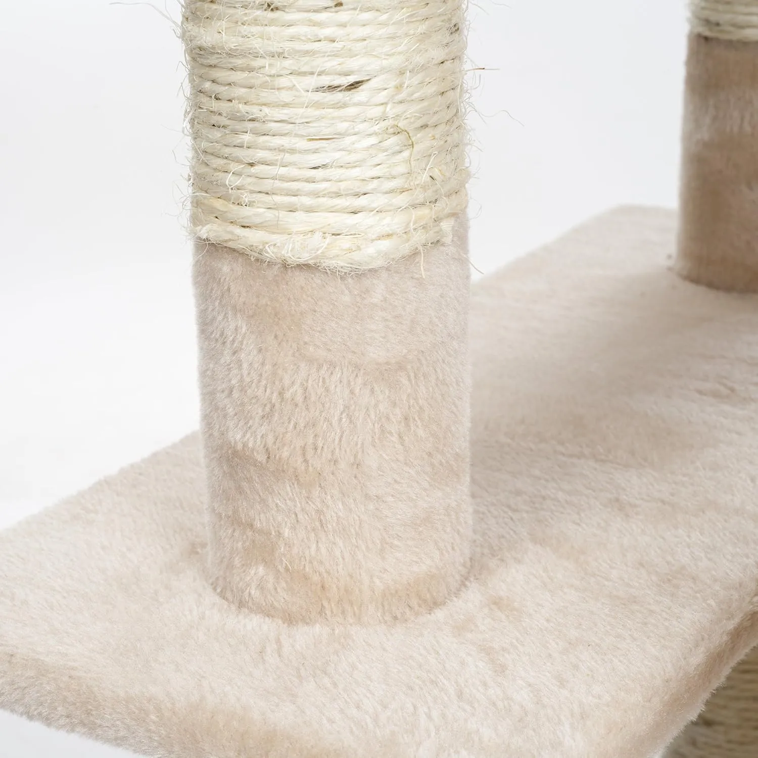 Cat Tree - 5.5-Foot Cat Tower for Indoor Cats with Perches, 2 Condos, 9 Cat Scratching Posts, 2 Hanging Toys, and 2-Step Ladder by PETMAKER (Beige)