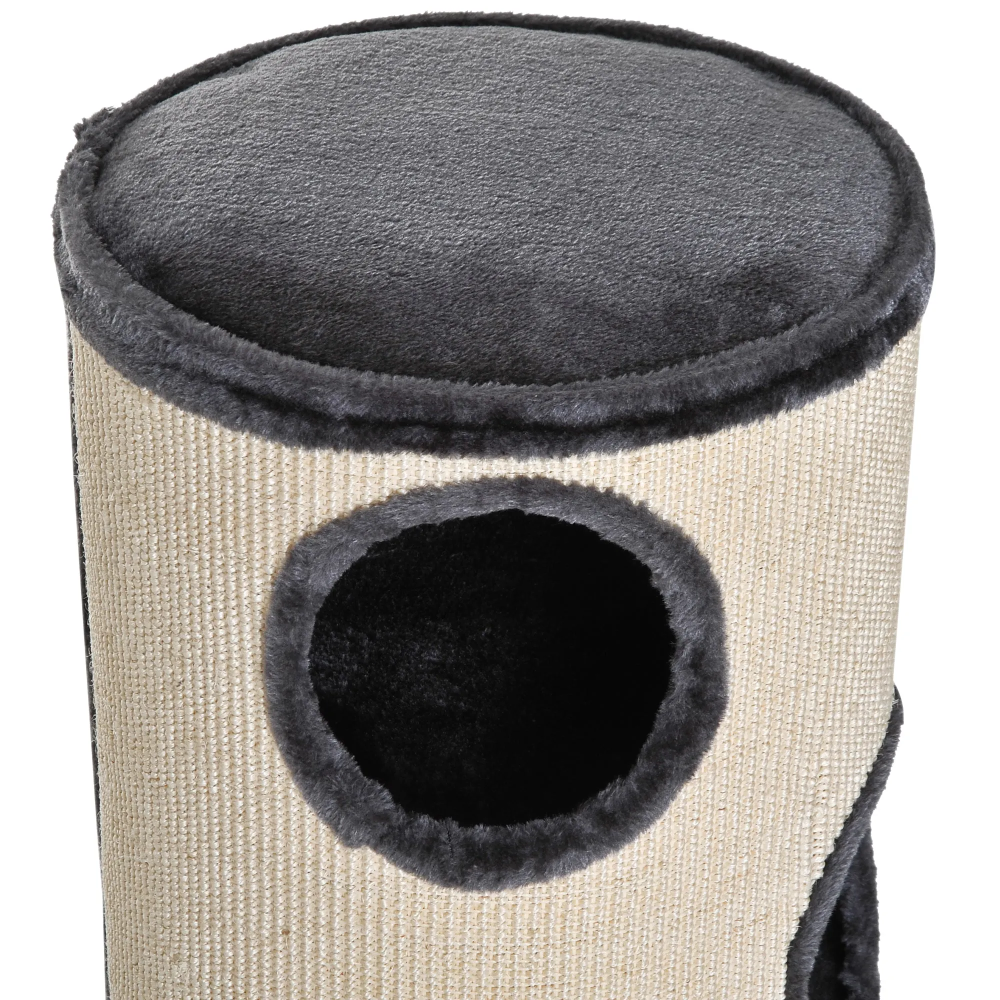 Cat Tree, Plush, Ф38x70H cm-Beige/Grey