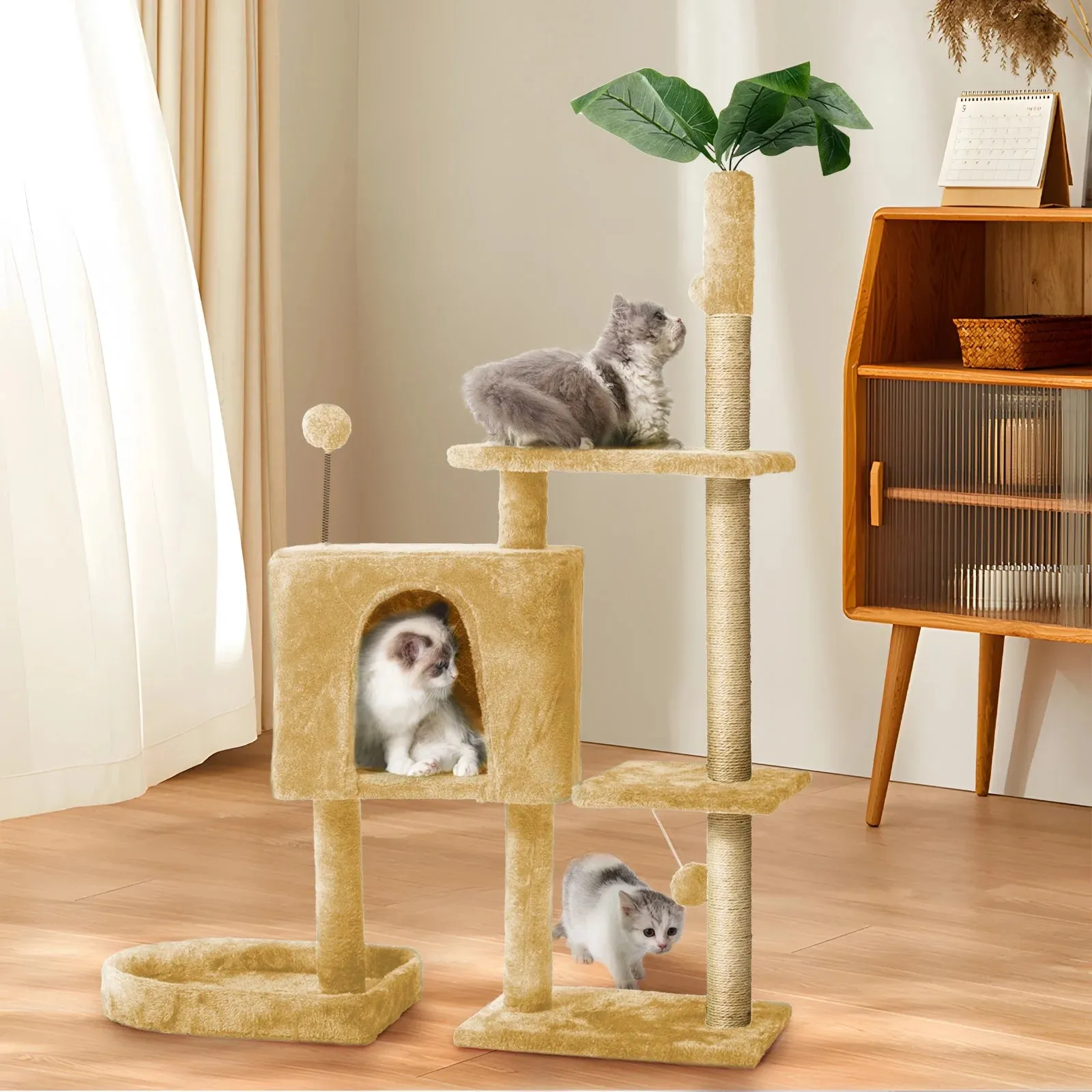 Cat Tree with Scratching Posts Plush Perch Stand