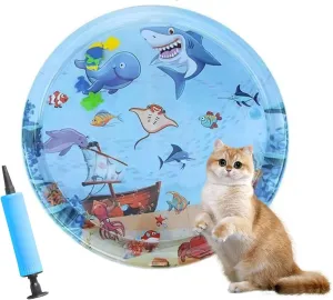 Cat Water Mat 2025 Upgraded 0.5mm Thickened Sensory Water Palymat, Anti-Scratch Design Pet Water Mat for Bored Indoor Cats, Cat Interactive Toys with Inflator