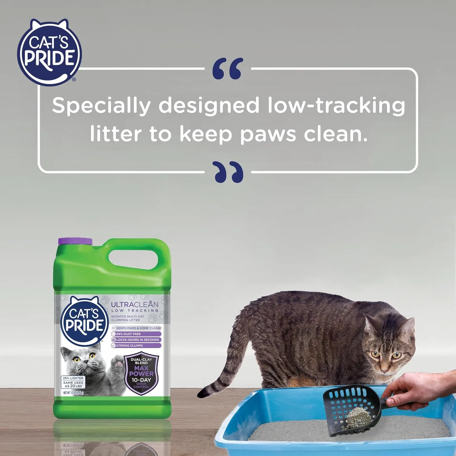 Cat's Pride Max Power: UltraClean Low Tracking Multi-Cat Clumping Litter - Keeps Paws & Home Clean - Up to 10 Days of Powerful Odor Control - 99% Dust Free - Fresh Scent, 15 Pounds (Pack of 2)