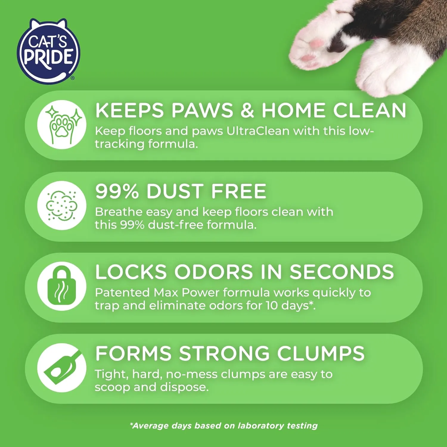 Cat's Pride Max Power: UltraClean Low Tracking Multi-Cat Clumping Litter - Keeps Paws & Home Clean - Up to 10 Days of Powerful Odor Control - 99% Dust Free - Fresh Scent, 15 Pounds (Pack of 2)