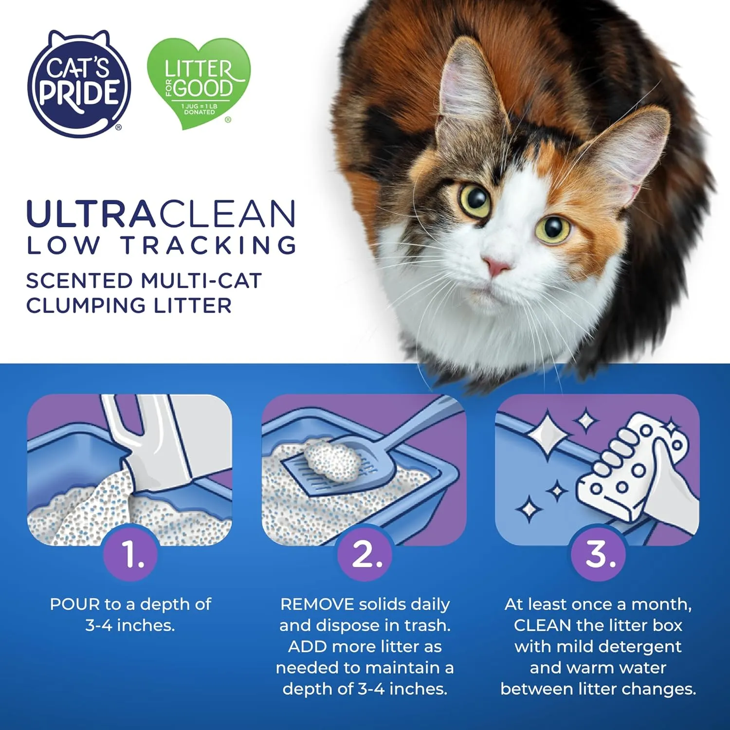 Cat's Pride Max Power: UltraClean Low Tracking Multi-Cat Clumping Litter - Keeps Paws & Home Clean - Up to 10 Days of Powerful Odor Control - 99% Dust Free - Fresh Scent, 15 Pounds (Pack of 2)