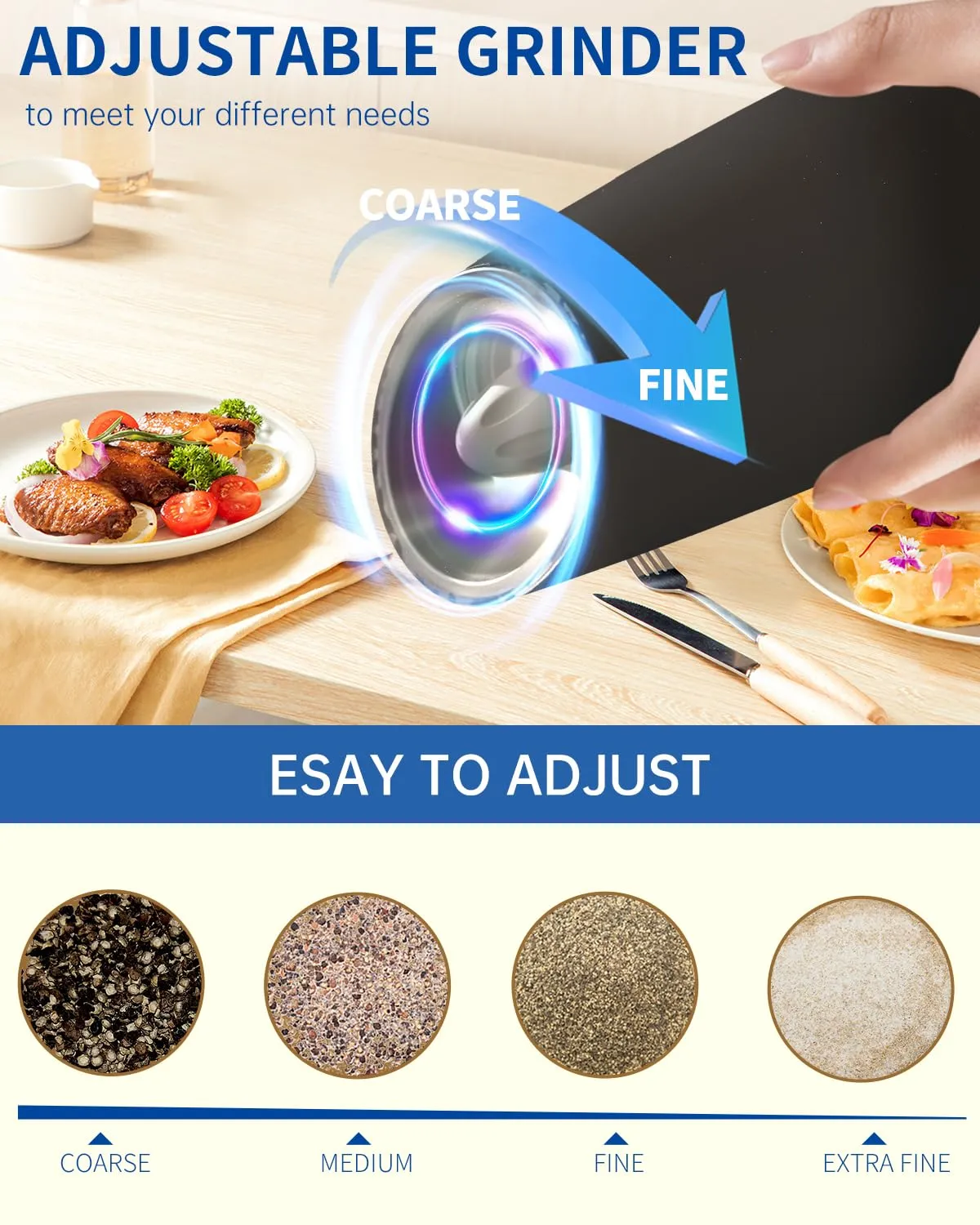 CIRCLE JOY Graviry Electric Salt and Pepper Grinder Set Automatic Salt and Pepper Grinder Set with LED Light, Battery Operated, Adjustable Coarseness, Large Capacity, for Home Kitchen BBQ