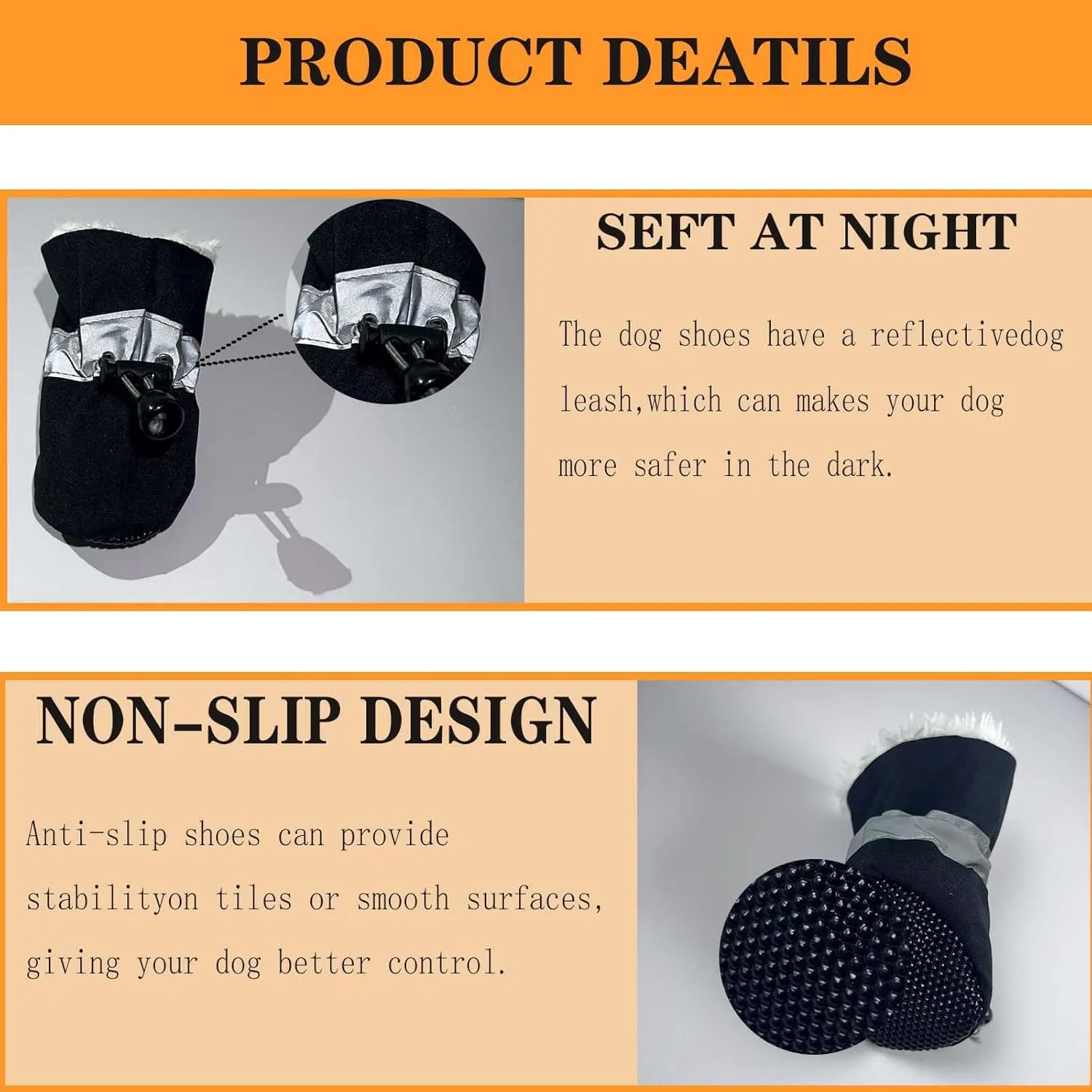 Dog Boots Dog Snow Boots for Winter, Dog Winter Boots Dogs with Anti-Slip Sole and Plush,Boots & Paw Protecto with Reflective Straps for Small Medium Dogs 4PCS