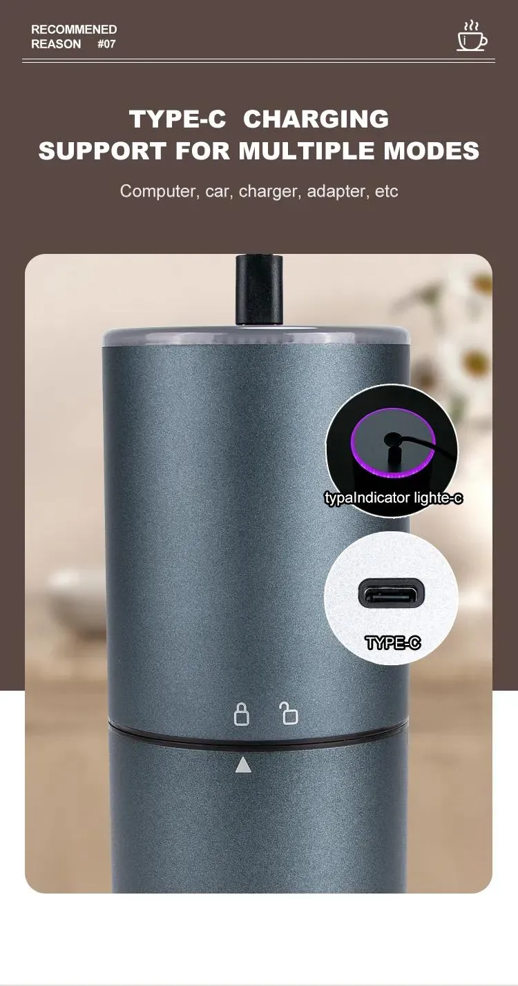Electric coffee bean grinder household small coffee bean machine USB charging manual portable automatic coffee machine grinder