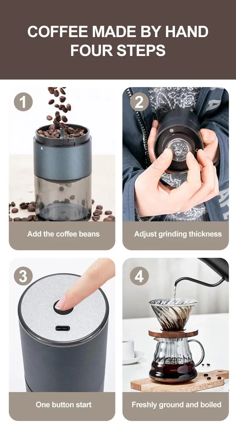 Electric coffee bean grinder household small coffee bean machine USB charging manual portable automatic coffee machine grinder