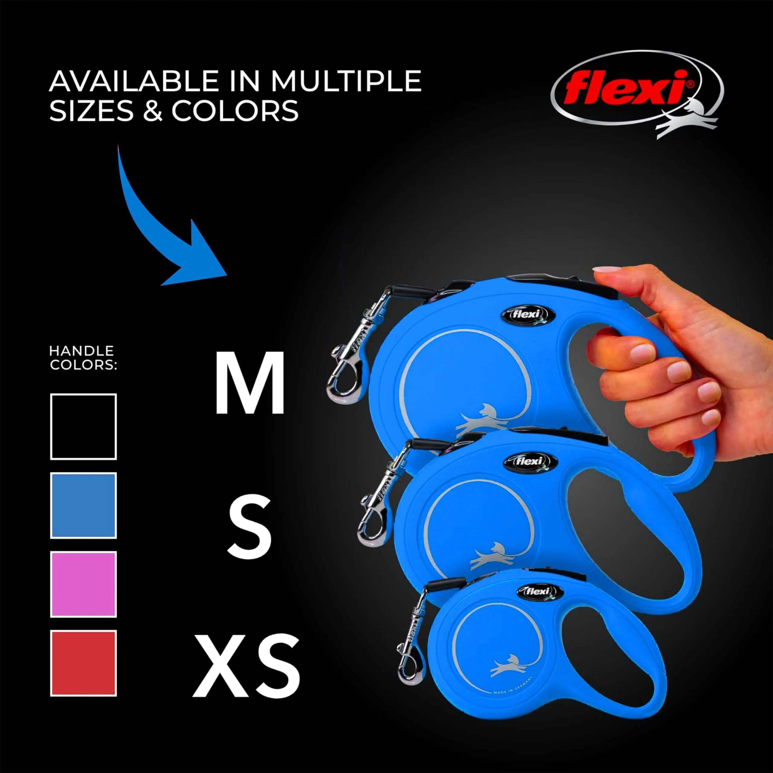 Flexi Classic Cord Retractable Dog Leash - Blue - Small - 16 Feet