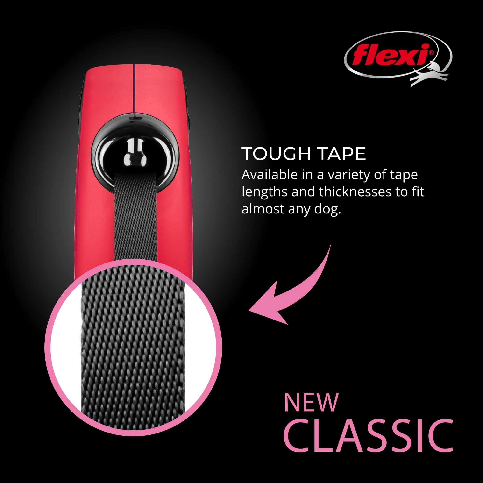Flexi Classic Tape Rectractable Dog Leash - 110 Lbs - Red - Large - 16 Feet