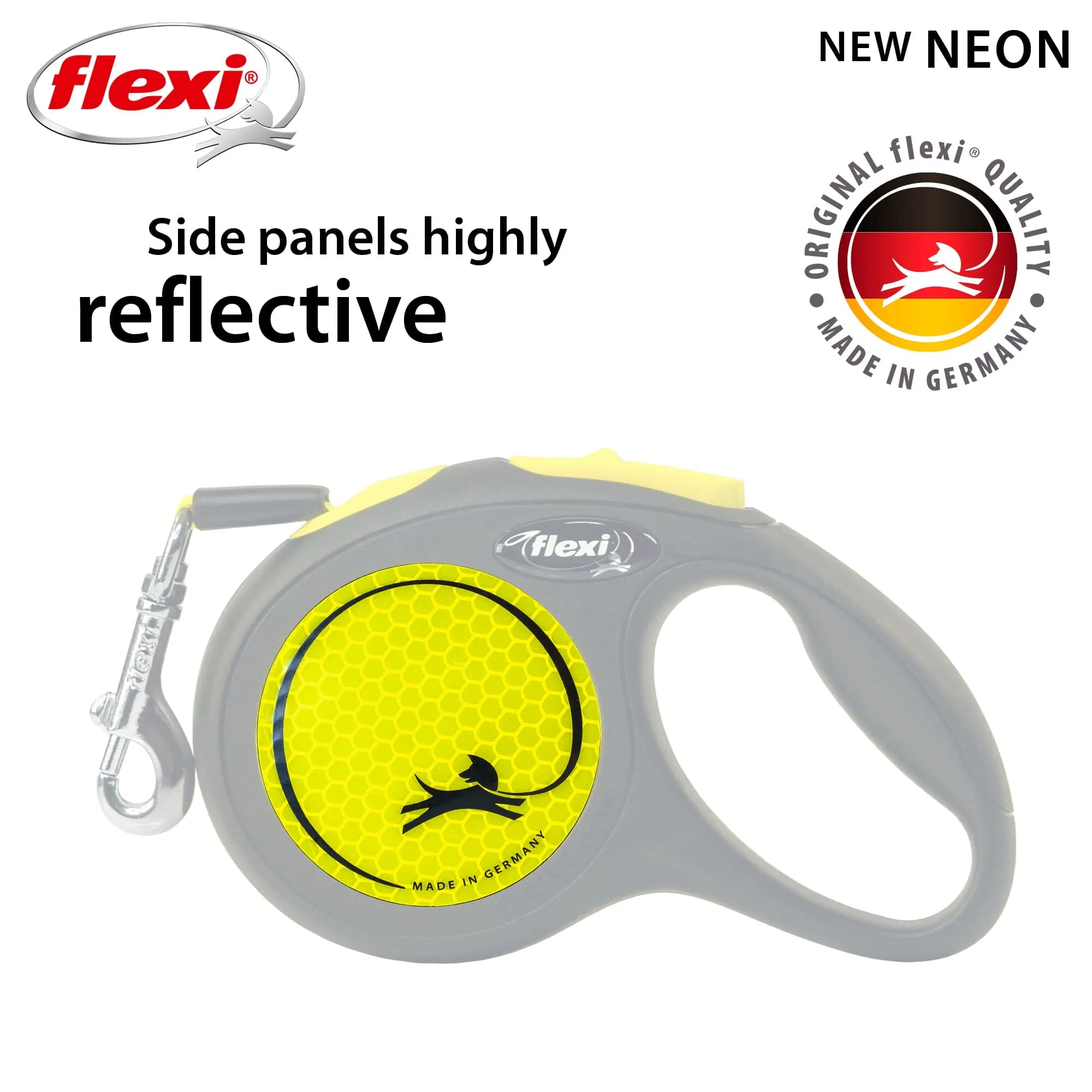 Flexi New Comfort Classic Retractable Dog Leash - Neon - Medium - 10 Feet