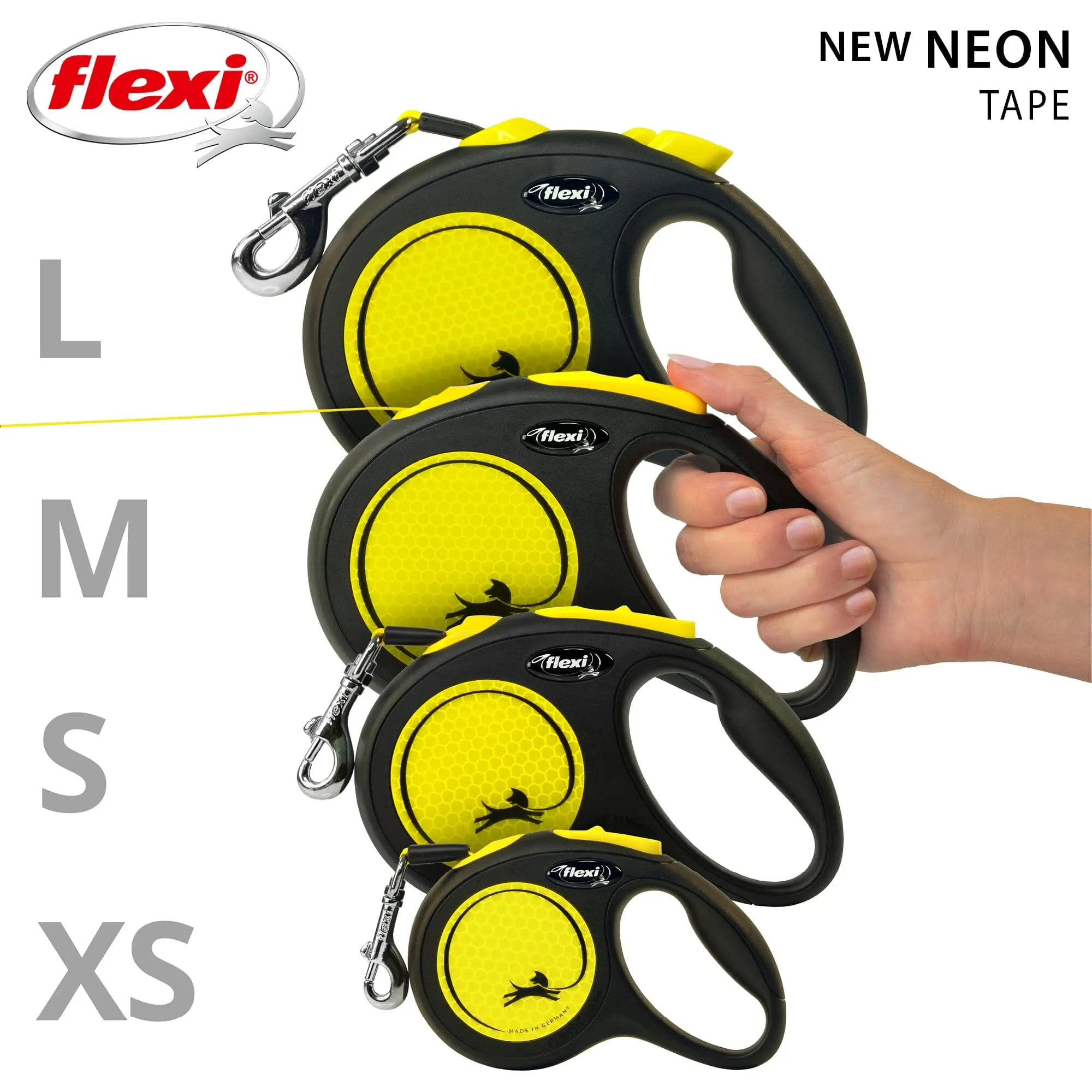 Flexi New Comfort Classic Retractable Dog Leash - Neon - Medium - 10 Feet
