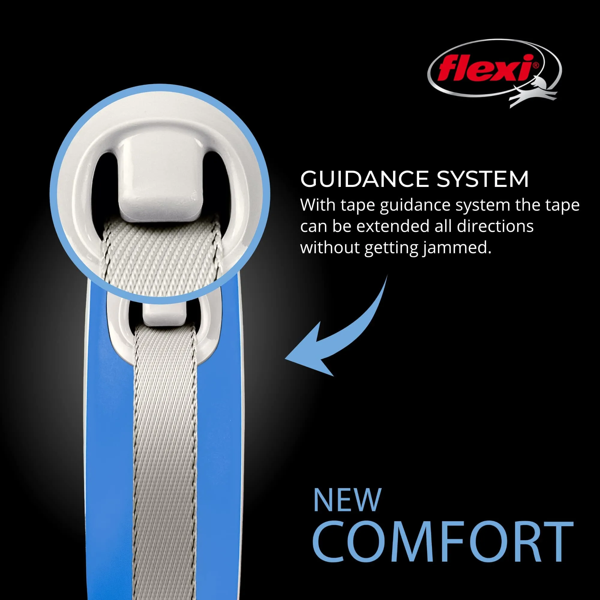 Flexi New Comfort Tape Rectractable Dog Leash - 110 Lbs - Gray - Large - 26 Feet