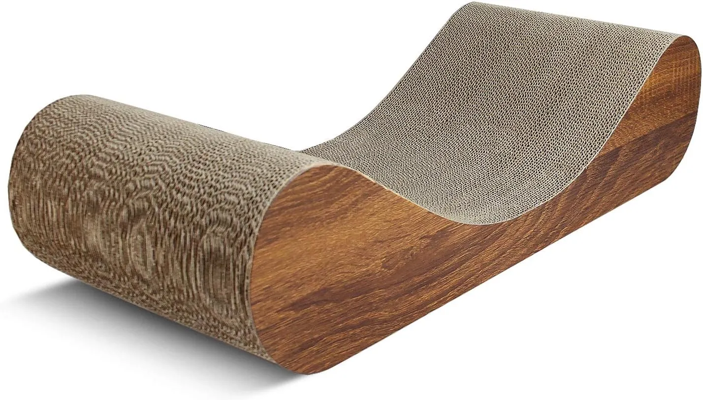FluffyDream Cat Scratcher Cardboard, Scratching Pad House Bed Furniture Protector, Infinity Shape, Curved (Wood, Bone)
