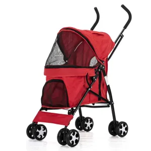 Foldable Carbon Steel Dog Cat Pram Buggy Pushchair with Front Swivel Wheels, for Medium Small Pet, Max Loading 20kg