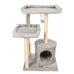 GOOPAWS 41-in Faux Fur Top Perch Cat Tree & Condo, Grey