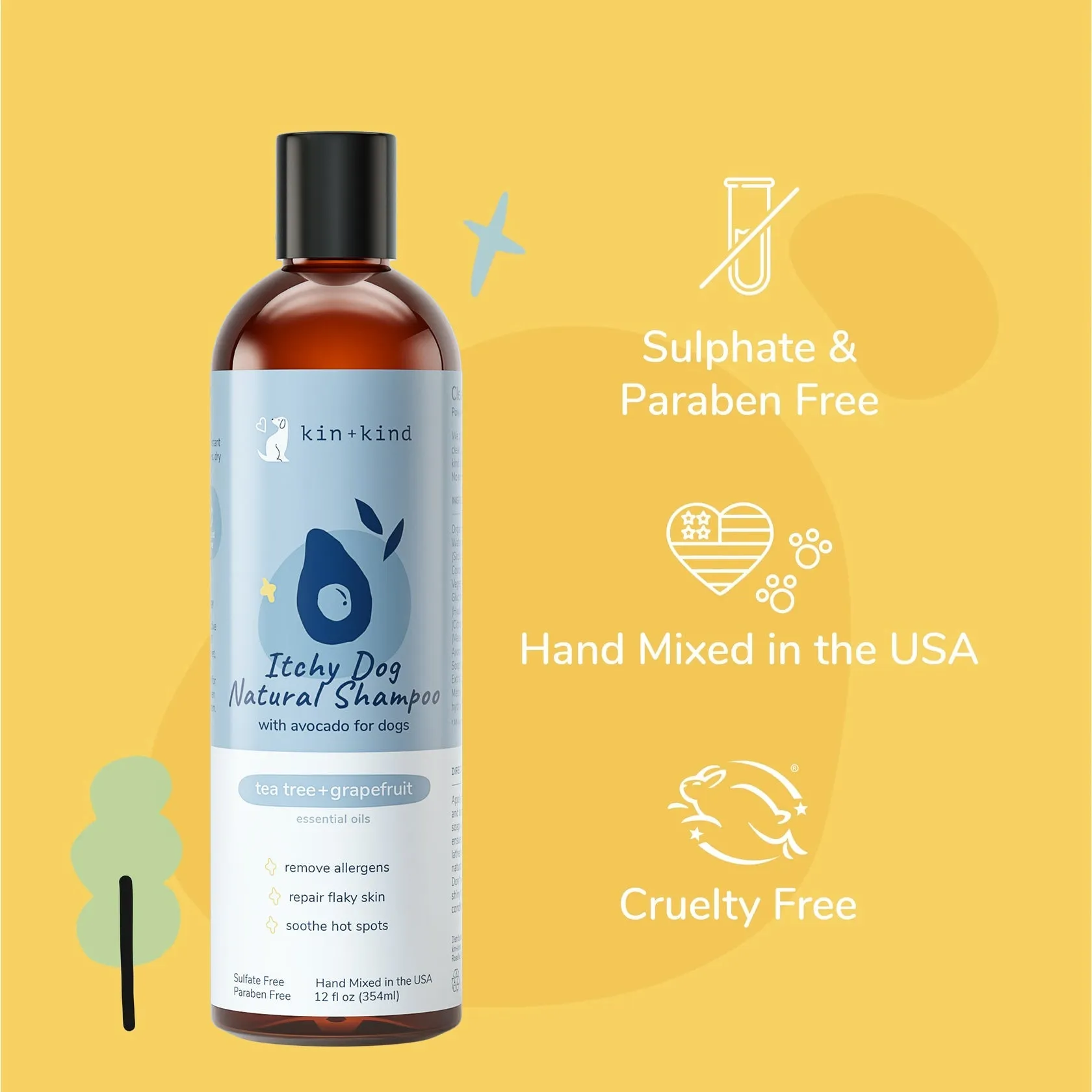 Kin Kind Shampoo Itchy Dog Tea Tree/Grapefruit 12oz